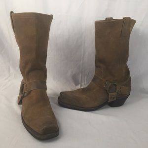 Frye Tan Suede Combat & Moto Boots